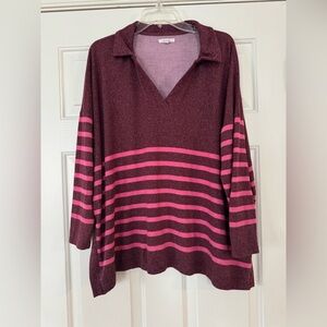 Maurices long sleeved v-neck striped shirt size 0x